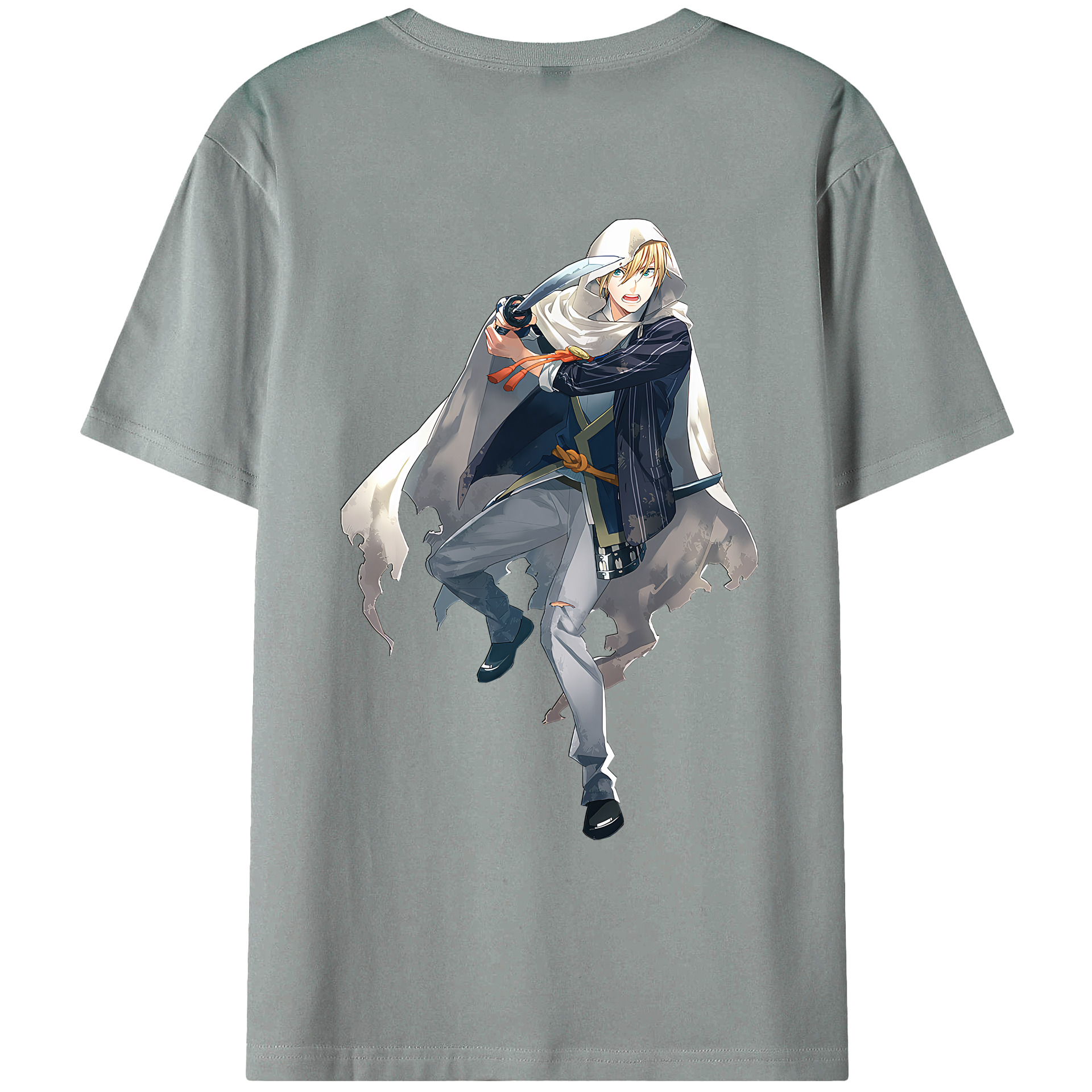 （画像用） 刀剣乱舞 Touken Ranbu 綿100％ メンズ半袖Tシャツ（バックプリント） 通気性